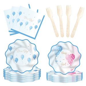 DAMAI - Vajilla Desechable para Fiestas de Revelación de Género de Bebé, Platos y Servilletas de Papel para Baby Shower, Decoraciones para 8 Invitados - Product Image 3