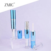 Tube vide double tête 2-en-1 pour brillant à lèvres et rouge à lèvres 2ml+3g – Contenant liquide pour rouge à lèvres bleu métallisé – Tube de baume à lèvres