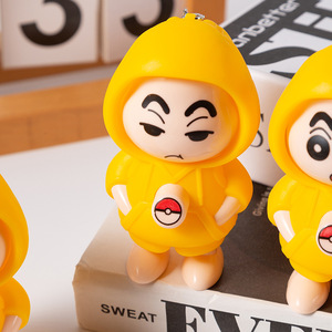 Poupée Shin-chan à visages interchangeables, porte-clés dessin animé en ABS de 9,5 cm, jouet anti-stress pour enfants - Product Image 4