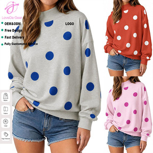 Felpa Loveda con Logo Personalizzato, Nuova Collezione, Stampa <span class=keywords><strong>a</strong></span> Pois, Manica Lunga, Top Casual Sportivo da Donna, Pullover Comodo - Product Image 1