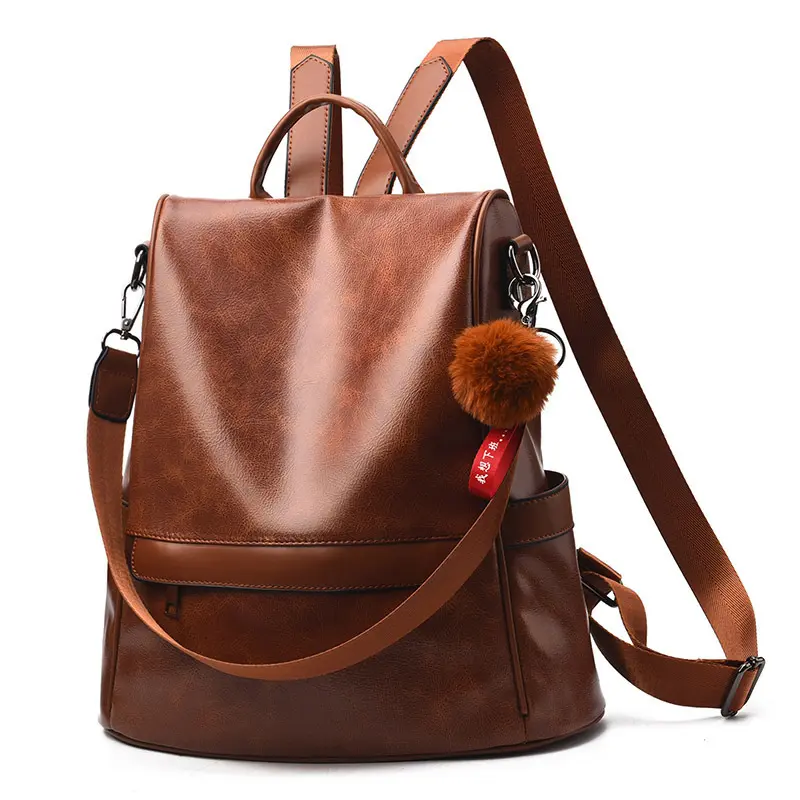 Custom Luxury Fashion Soft Large Capacity Travel Lady Girls Waterproof Pu Leather School Bag Backpack for Women