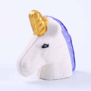 Bombes de bain effervescentes OEM en gros, biologiques, en forme de têtes de chevaux et d'unicornes, colorées, en boîte cadeau mignonne, pour enfants - Product Image 1