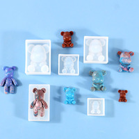 Kristall-Epoxidharz-Formen, mehrere 3D-Silikon-Bärenformen für DIY-Schmuckanhänger, leicht zu entformen, Kuchendekorationszubehör