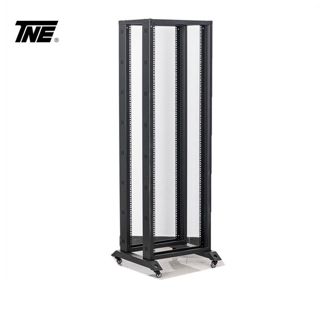 Four Poles 17U-42U Open Rack Server Rack with Wheels Various Optional Accessories SPCC Steel IP20 Protection in Stock