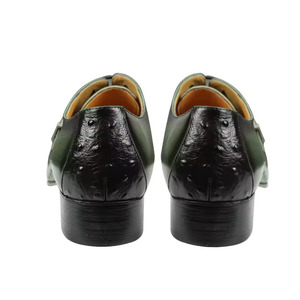 Zapatos <span class=keywords><strong>de</strong></span> Vestir <span class=keywords><strong>de</strong></span> Cuero con Patrón <span class=keywords><strong>de</strong></span> Avestruz y Serpiente para Hombre - Zapatos Formales <span class=keywords><strong>de</strong></span> Negocios con Cordones en Verde Degradado y Hebilla Metálica - Product Image 3
