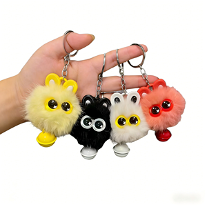 พวงกุญแจตุ๊กตาหัวแมวการ์ตูนขนเฟอร์เร็กซ์เทียมน่ารัก พร้อมพู่ปอมปอมเนื้อนุ่มฟู สำหรับกระเป๋าและกุญแจ - Product Image 3