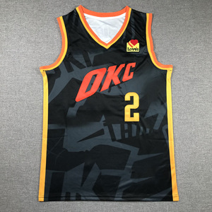 Maillots <span class=keywords><strong>de</strong></span> <span class=keywords><strong>basket</strong></span>-ball brodés et gaufrés en gros Thunder Jersey 2 Gilgeous 7 Holmgren – Hauts <span class=keywords><strong>de</strong></span> sport - Product Image 3