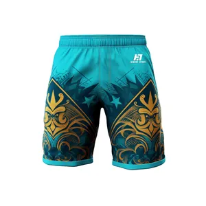 Aibort Wholesale Custom Quality Sublimation Printed Reversible 190Gsm 100% Polyester Interlock Mesh Training Unisex Shorts/