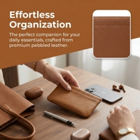 Porte-monnaie décontracté en cuir PU noir/marron à fermeture automatique, mini pochette sans fermeture éclair, sac de rangement multifonctionnel pour pièces de monnaie, clés, écouteurs, hommes et femmes