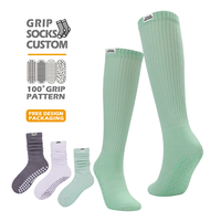 Chaussettes de yoga et de Pilates personnalisées de haute qualité, antidérapantes, avec revers, chaussettes de yoga souples et respirantes, chaussettes de Pilates à maintien pour femmes