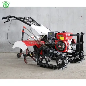 Gasoline engine 177 model 9hp four stroke double chain track power tiller cultivated plough with attachments