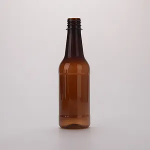 Botol minuman keras bir wiski anggur peliharaan plastik 12oz grosir sablon topi sekrup bulat kustom