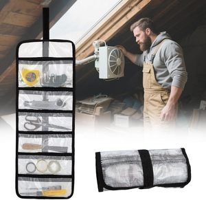 Petit sac de rangement en polyester avec 6 poches, idéal pour outils, mécanique, cuisine, art, croquis, voyage, poterie, bureau, 25x9x0.1cm - Product Image 5