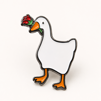 Broche personnalisée en alliage de zinc émaillé rigide avec motif d'oie moderne et ludique, badge artistique personnalisé, logo en métal moulé sous pression pour