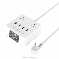 3-Pin US-Standard-Stecker Wasserdichter Wiederaufladbarer Batteriebetriebener Multifunktions-LED-Wecker mit Berührungssensor für Hotel und Haushalt