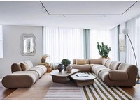 Sofá Seccional Modular Cuadrado de Madera y Corduroy Moderno y Elegante con Relleno de Algodón para Salas de Estar y Salones de Villas