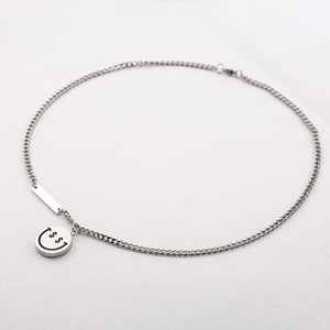 New Yao Yi Ban <b>Titanium</b> Steel Smile Pendant Necklace Unisex Fashion Clavicle Chain Individualistic Trend Style - Product Image 4