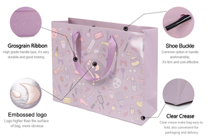 Sac <span class=keywords><strong>en</strong></span> papier promotionnel de luxe personnalisé avec logo coloré, poignée <span class=keywords><strong>en</strong></span> ruban, pour vêtements et chaussures - Product Image 2