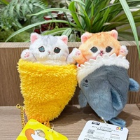 Pendentif Chat Requin, Chat Frit aux Crevettes et Chat Fleur de Cerisier, en Peluche Douce de Polyester, Poupée Mignonne 20cm, Unisexe 14+, Breloque d'Accessoire de Sac
