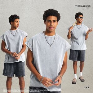 เสื้อยืดผู้ชายผ้าฝ้าย100% ฟอกสีวินเทจยูนิเซ็กซ์สีทึบออกแบบได้ตามที่ต้องการ - Product Image 5