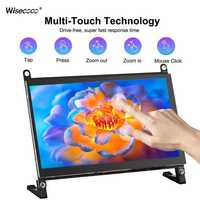 Layar Sentuh LCD IPS HD 7 Inci 1024x600, Monitor Portabel untuk Raspberry Pi 4/3/2/Zero/B/B+