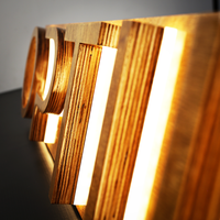 Lettre lumineuse en acier inoxydable 3D pour extérieur, en bois, rétroéclairée, avec logo imprimé UV, étanche IP65
