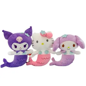 Grosir boneka lembut Sanrios lucu bantal karakter kartun pelayan laut boneka Melody Kitty lucu untuk hadiah ulang tahun anak-anak