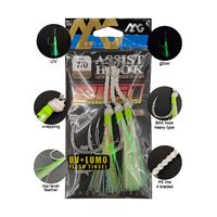 Hameçon d'assistance de pêche au jigging simple en acier au carbone XUHANG BG1-GT, pêche à la traîne, anneau lumineux UV inclus, pêche en eau salée, brochet, poisson-chat