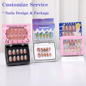 Faux ongles à presser personnalisés, forme ballerine, cercueil moyen, carré, French manucure, en acrylique et gel souple, marque privée - Product Image 1