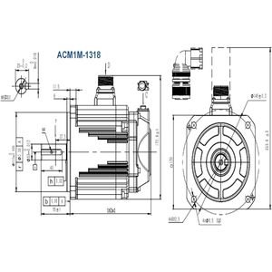 Kit de Motor Servo AC ACM1M de 1800W y 1500 RPM Trifásico con Freno, Montaje con Brida, Marco de 130 mm - Product Image 4