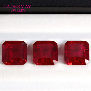 Cadermay Synthetic Ruby Asscher Cut Loose Stone Red Gemstone For Jewelry Making - Product Image 1