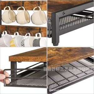 Wooden Coffee Capsule Storage Rack 3 Tier With Mug Hanger And Drawer For <b>Kitchen</b> Counter Use - Product Image 3