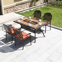 Table et chaises de barbecue coréen d'extérieur au design traditionnel durable, en aluminium et céramique, résistantes à l'eau et aux UV, idéales pour les parcs