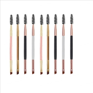 Pinceau à sourcils double embout biseauté en poils synthétiques avec manche en bois, brosse à mascara et peigne à sourcils, outil de maquillage, ensemble de pinceaux à sourcils biseautés - Product Image 6