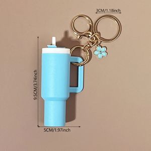 Wholesale Mini Cup Keychain 3D Charm Tumbler Lipstick Storage Holder Removable Lid Metal Flower Decor <b>Key</b> <b>Ring</b> Accessories - Product Image 6