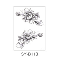 Tatouage temporaire Weimei motif rose pivoine, autocollant sexy pour filles, tatouage temporaire réaliste noir pour l'art corporel