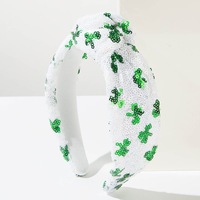 Bandeau à nœuds en sequins trèfle vert pour la Saint-Patrick, accessoires de cheveux scintillants pour les fêtes