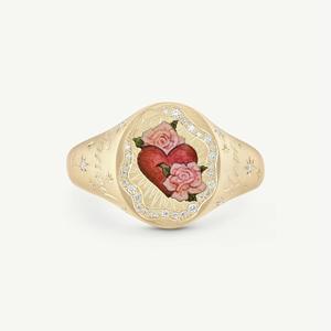 Sello de moda anillo de acero inoxidable 18K oro pintado a mano mariposa corazón conejo Floral delicado anillo apilable joyería para mujer - Product Image 6