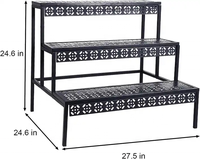 Échelle à fleurs rectangulaire Pots à fleurs Présentoir pour plantes d'intérieur d'extérieur Support pour plantes en métal à 3 niveaux