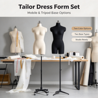 FBTJ-060 Mannequin de couture professionnel avec support, base à roulettes et trépied pour studio et modification de vêtements