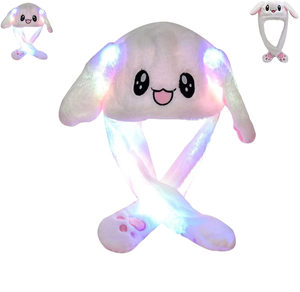 Gorro de Conejo de Dibujos Animados con LED Personalizable, Divertido, Unisex, con Orejas Móviles, de Felpa Lavable, Juguete de Peluche para Fiestas Infantiles - Product Image 1