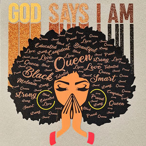 アフロガールヒートプレスDTF印刷ドープ黒女の子デザインアイロン女性Tシャツ - Product Image 1