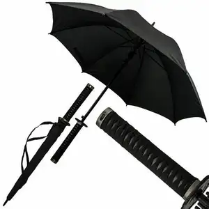 Creative Fashional Style Japanese Black Samurai Sword Shape Handle Umbrella