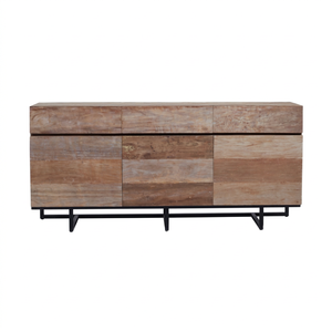 Commode de chambre moderne de luxe avec rangement ajustable, en teck stratifié et fer, style Chicago, meuble avec miroir de maquillage, couleur personnalisable pour - Product Image 1