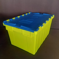 Boîte de rangement en plastique robuste, recyclable, empilable et emboîtable avec couvercle intégré
