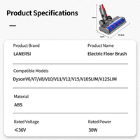 Compatible avec les accessoires d'aspirateur DysonV6 série DC, tête d'aspiration, brosse à rouleaux, brosse électrique pour sols en velours doux