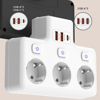 Multiprise EU 3 prises + 2 ports USB-A + 1 port USB-C + prise IP44 10/16A avec prise secteur (110-250V)