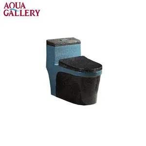 Fancy Blue and Black Glazed Super sifone Jet Flushing WC da bagno in ceramica monopezzo