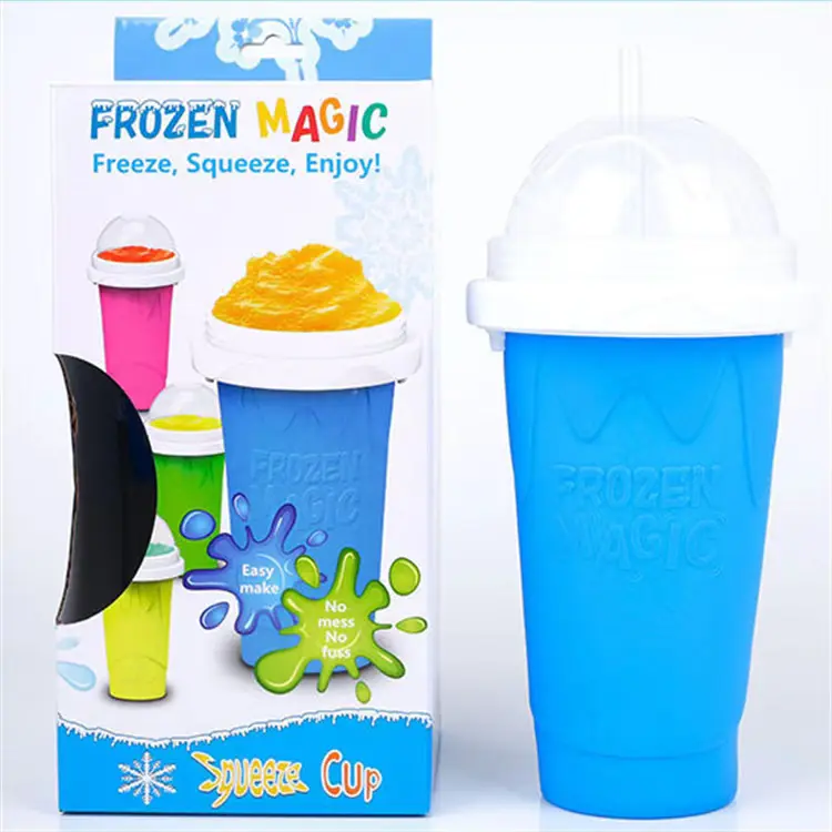 Dondurulmuş sihirli Slush Slushy fincan dondurma Slushie yapımcısı hızlı dondurulmuş Drink içecek silikon dondurulmuş sihirli sıkmak fincan