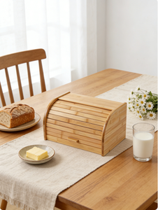 Bamboo Eco-Friendly Multifunctional Bread Box Roll Top <b>Large</b> Capacity Natural Bread <b>Bin</b> Kitchen Countertop Dustproof Storage - Product Image 4